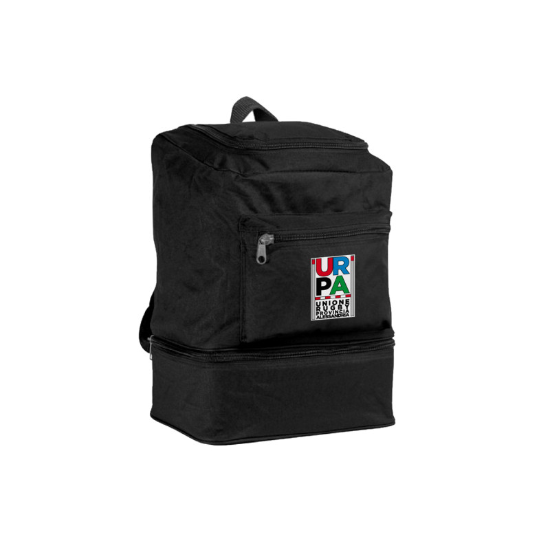 Double bottom backpack, 3 pockets. Hard bottom and removable shoe tray.