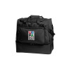 Double bottom bag, shoulder strap, name holder, side pocket and hard bottom.